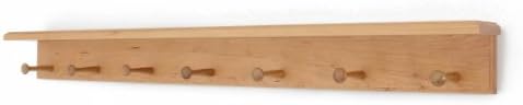 Cherry Peg Rack with Shelf -Handcrafted in the USA (Natural, 47" with 8 pegs) by PEG+AND+RAIL