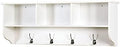 Elegant White Wooden Wall-Mounted Coat Rack with Shelf - Entryway Organizer with 4 Dual Hooks - Modern Storage Display for Home Decor, Plants, Photos - MDF Construction - 39"x8"x14" by HEIGHYOXPFurniture