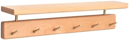 Beech Wood Coat Rack with Shelf, Wall Mounted Rack with 6 Hooks by CUSTOMIZEYOURHOMEATMatooya
