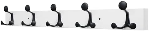 SKOLOO 30-Inch White Wood Coat Rack Wall Mount with 5 Triple Hooks - Ideal for Family Entrances, Classrooms, and Pet Supplies Storage - Perfect Coat Hooks for Wall by SKOLOO