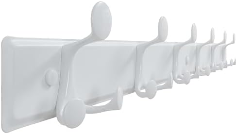 SKOLOO 18 Hooks Wall Mounted Coat Rack, 36 Inch Modern Coat Hanger for Entryway, Bathroom, Garage, Lightweight with 16 Inch Stud Spacing Design, Matte White by SKOLOO
