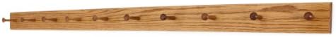 Solid Oak Shaker Peg Rack Made in The USA - Golden Oak Stain Stain 58 x 3.5 Inches with 10 Pegs by PEG+AND+RAIL
