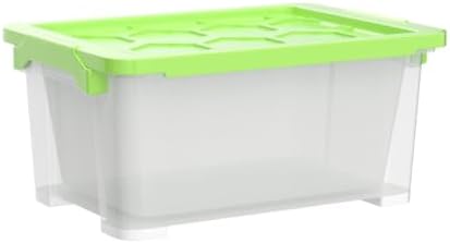 Rotho Evo Safe Keeping Set of 3 Storage Boxes 15 L with Lid, Food-Grade Plastic (PP) BPA-Free, Transparent/Green, 15 L (39.3 x 28.3 x 23.0 cm) - Image 4