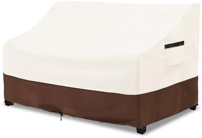 Outdoor Couch Cover,100% Waterproof 2-Seater Outdoor Loveseat/Bench Cover,Patio Furniture Covers,66" Wx 35" Dx 36" H,Beige&Brown by Osileyo