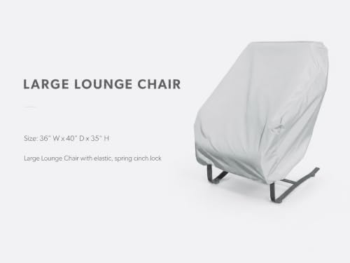 Treasure Garden Large Lounge Chair Cover, 300D Polyester Outdoor Deep Seating Cover, Water Resistant, UPF50+ UV Protection, Elastic Hem, Spring Cinch Lock, Built-in Pouch & Storage Bag, Gray - Image 2