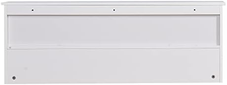 Elegant White Wooden Wall-Mounted Coat Rack with Shelf - Entryway Organizer with 4 Dual Hooks - Modern Storage Display for Home Decor, Plants, Photos - MDF Construction - 39"x8"x14" - Image 4