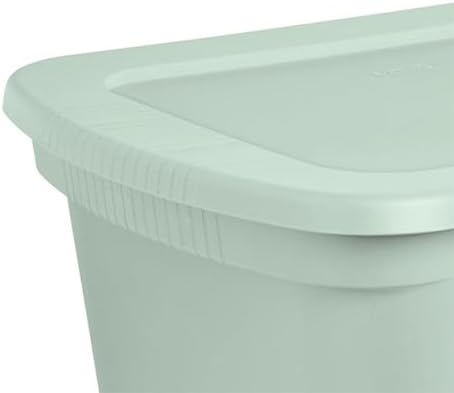 Sterilite 8 Pack Tote, Plastic Stackable Storage Bin Container with Lid, 18 Gallon, Mindful Mint - Image 6