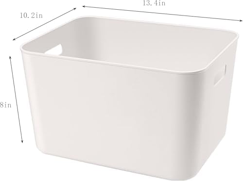 Set of 4 Plastic Storage Bin,“13.4x10.2x8'' Versatile Kitchen Pantry Organization and Storage,for Plastic Storage Container Under Bed,Under Sink Bathroom Organizer (White,4 Pack Large - Image 7
