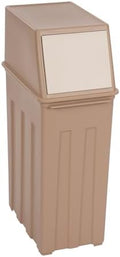 8 Gallon Trash Can,Large Capacity Slim Trash Can with Hinged Flap Cover, Floorstanding Tall and Narrow Trash Bin, Indoor/Outdoor Waste Can for Living Rooms, Kitchens, Balconies, Patios (Light Coffee) by ACNAO