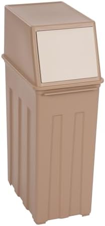 8 Gallon Trash Can,Large Capacity Slim Trash Can with Hinged Flap Cover, Floorstanding Tall and Narrow Trash Bin, Indoor/Outdoor Waste Can for Living Rooms, Kitchens, Balconies, Patios (Light Coffee) by ACNAO