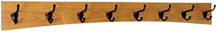 Solid Cherry Arched Wall Mounted Coat Rack Bronze Hat & Coat Hooks - Made in The USA (Cherry, 41" x 4.5" with 8 Hooks) by PEG+AND+RAIL