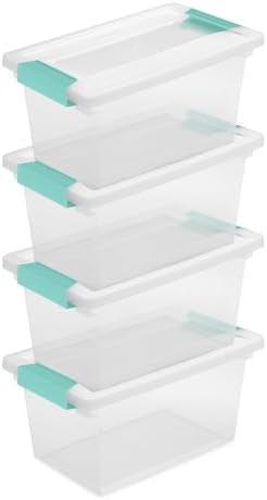Sterilite 12-Pack Clip Box, Stackable Clear Plastic Bins with Latching Lids, Medium - Writing, Arts or Crafts Supplies Storage Containers for Home, Office, Classroom and Workshop Organization by Sterilite