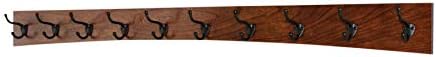 Solid Cherry Arched Wall Mounted Coat Rack Bronze Hat & Coat Hooks - Made in The USA (Mahogany, 52" x 4.5" with 10 Hooks) by PEG+AND+RAIL