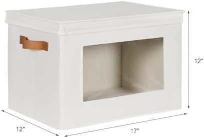 Univivi Fabric Storage Bins with Lids for Clothes 3 Pack, Beige - Image 2