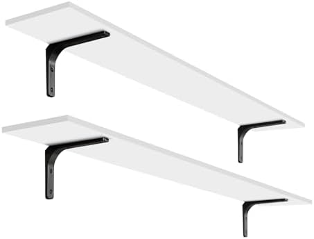 DINZI LVJ Long Wall Shelves, 55.1Inch Wooden Wall Mounted Shelves, Set of 2 by DINZILVJ