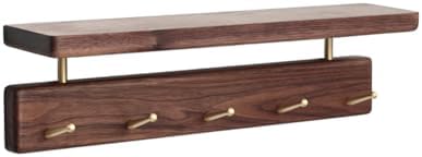Walnut Wood Coat Rack with Shelf, Wall Mounted Rack with 5 Hooks by CUSTOMIZEYOURHOMEATMatooya
