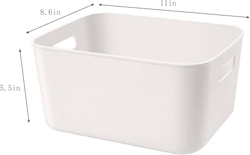 Set Of 6 Plastic Storage Bin,11.5×8.6×5.5Versatile Kitchen Pantry Organization and Storage,for Plastic Storage Container Under Bed,Under Sink Bathroom Organizer (White,6 Pack Medium - Image 7