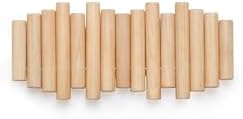 Umbra Picket Wall-Mounted Coat Rack Rail Hook with 5 Retractable Wood Pegs – Modern, Space-Saving Storage Organizer, Natural (Pack of 3) - Image 7