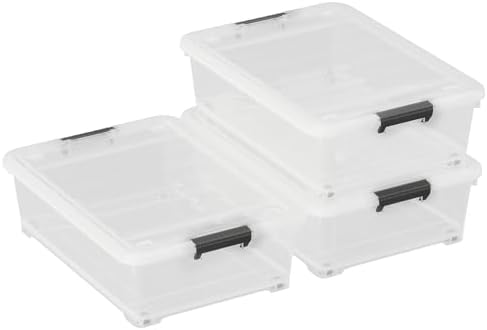 3 Pack 25 Qt Plastic Under Bed Storage Bin with Secure Lids - Image 6