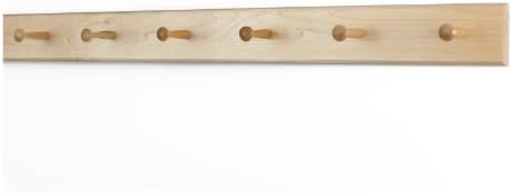 Solid Maple Shaker Peg Rack (Natural, 35" x 3.5" with 6 pegs) by PegandRail
