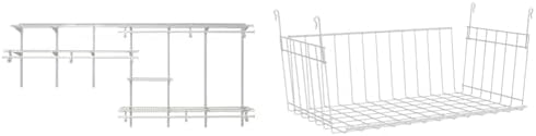 ClosetMaid ShelfTrack Wire Closet Organizer System Adjustable from 7 to 10 Ft, with Shelves, Clothes & Wire Hanging Shelf Basket for Storage, Organization in Closet or Pantry by Unknown