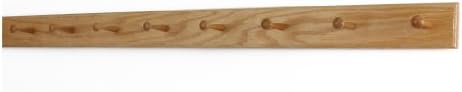 Solid Oak Shaker Peg Rack Made in The USA - Natural Stain 47 x 3.5 Inches with 8 Pegs by PEG+AND+RAIL