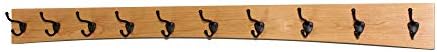 Solid Cherry Arched Wall Mounted Coat Rack Bronze Hat & Coat Hooks - Made in The USA (Natural, 52" x 4.5" with 10 Hooks) by PEG+AND+RAIL