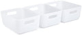 Three by Three Seattle Restak Recycled Storage Small Bin Set of 3 | Eco-Friendly, Durable & Space-Saving Bins for Home or Office, Semi-Translucent White by ThreebyThreeSeattle