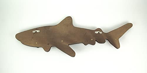 Zeckos Decorative Wall Hooks, 33 Inch Wood Shark Rack with Metal Accents - Image 4