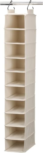 Household Essentials Hanging Shoe Organizer, 10 Pocket Wide Cubbies with Cedarline Pockets, Heavy-Duty Cotton Canvas, Removable and Industrial Hooks, Natural,(Pack of 6) by HouseholdEssentials
