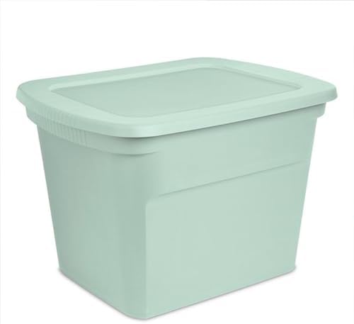 Sterilite 8 Pack Tote, Plastic Stackable Storage Bin Container with Lid, 18 Gallon, Mindful Mint by Sterilite