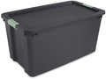 Sterilite 16 Pack 45 Gallon Wheeled Latch Tote, Stackable Plastic Storage Bin, Gray/Green by Sterilite