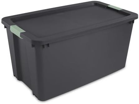 Sterilite 16 Pack 45 Gallon Wheeled Latch Tote, Stackable Plastic Storage Bin, Gray/Green by Sterilite