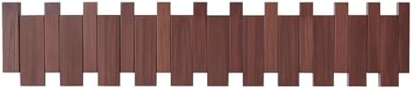 Piano Key Coat Rack Wall Mount – 8 Hook Walnut-Toned Wooden Coat Rack by WINQQQQ