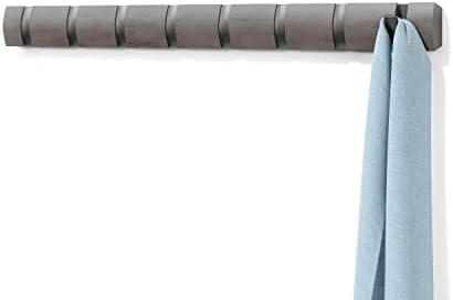 Umbra Flip Coat Rack, Wall Mount 8-Hook, Space Saving, Grey/Pewter by Umbra