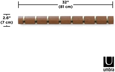 Umbra Flip Coat Rack, Wall Mount 8-Hook Space Saving Light Walnut/Warm Gold - Image 3