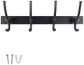 keypak Wall Mounted Coat Rack Black - 4 Hook Modern Industrial Coat Hook - Decorative Metal Hook Hanger for Bathroom, Bedroom, Hallway & Door Storage by Keypak