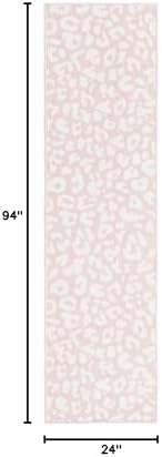 Unique Loom Outdoor Safari Collection Area Rug - Leopard (2' x 7' 10" Runner, Pink Ivory/ Ivory) - Image 2