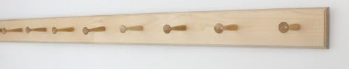Solid Maple Shaker Peg Rack (Natural, 46" x 3.5" with 8 pegs) by PEG+AND+RAIL