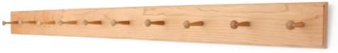 Cherry Shaker Peg Rack 4.5" Extra Wide (Natural, 58" x 4.5 with 10 pegs) by PEG+AND+RAIL