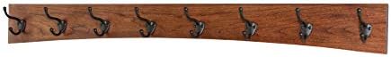 Solid Cherry Arched Wall Mounted Coat Rack Bronze Hat & Coat Hooks - Made in The USA (Mahogany, 41" x 4.5" with 8 Hooks) by PEG+AND+RAIL