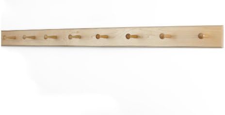 Solid Maple Shaker Peg Rack (Natural, 41" x 3.5" with 7 pegs) by PegandRail