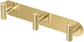 Gatco 1292B Latitude II 3 Hook Triple Robe Hook, Wall Mounted Hook for Bathroom Towels & Robes, 11 Inch W, Brushed Brass, Premium Brass by Gatco