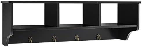 Casart Hanging Shelf Wall Mounted Storage Cabinets W/Hooks for Bedroom, Living Room and Entryway (Black) by Unknown