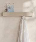 Kazai. Coat Rack Wall Mount with Shelf 'Tone' | Modern Design Coat Hanger with Hidden Hooks and Storage | Hat Rack with Shelf in Metal | Wall-Mounted Purse Organizer | Sand Taupe by KAZAI