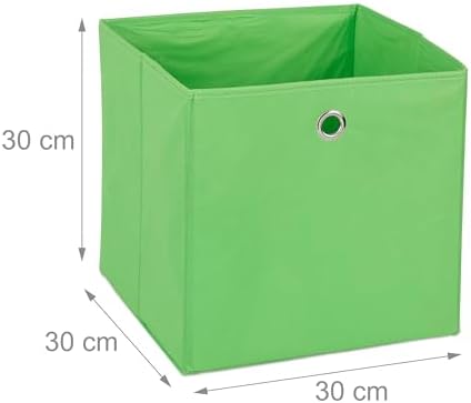Relaxdays HLP 30 x 30 x 30 cm Storage Box, Set of 4 Cube Storage Box, Folding Storage Box, Fabric, Green - Image 5