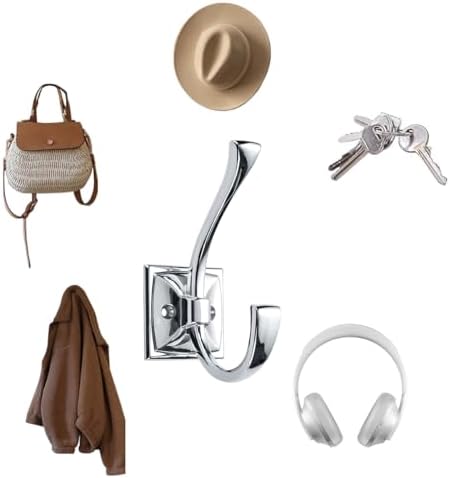 10 Pack Decorative Heavy Duty Towel Hooks for Hanging Robe Double Polished Chrome Coat Hooks Wall Mounted with Screws for Key, Towel, Bags, Cup, Hat - Image 3
