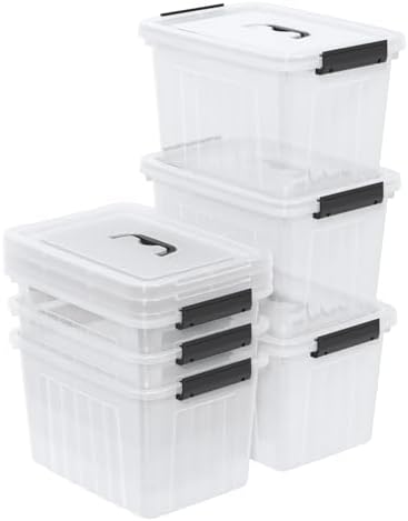Clear Storage Latch Bin 12 Quart, Plastic Organizing Box, 6-Pack by Uumitty