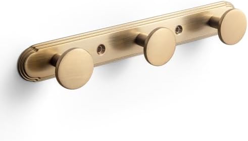 Goo-Ki Champagne Bronze Coat Rack Wall Mount with Orbit Rim Backplate, Heavy Duty Zinc Coat Hooks Wall Mounted, Modern Soft Gold Hat Hanger and Towel Rack for Entryway, Mudroom, and Bathroom(3 Hooks) by Home