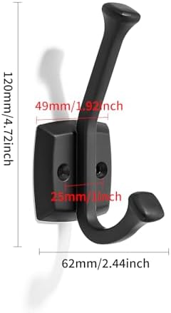 10 Pack 4-3/4 inch Black Coat Hooks, Wall Mounted with Screws Suitable for Hanging Keys, Bath Towel, Bags, Hats, etc. Square Zinc Alloy mudroom Hooks - Image 5